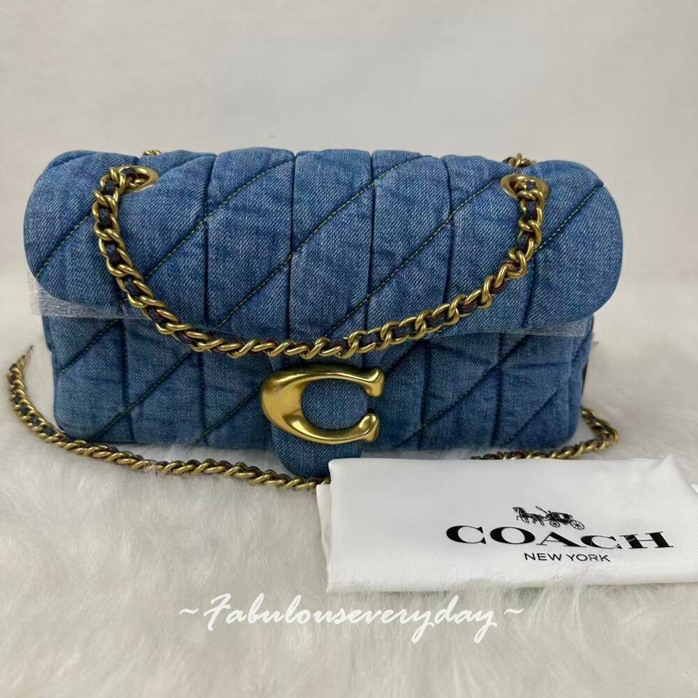 Coach Tabby Shoulder Bag 26 W/ Quilting Chain Strap Denim/Brass/Indigo CR704 NWT